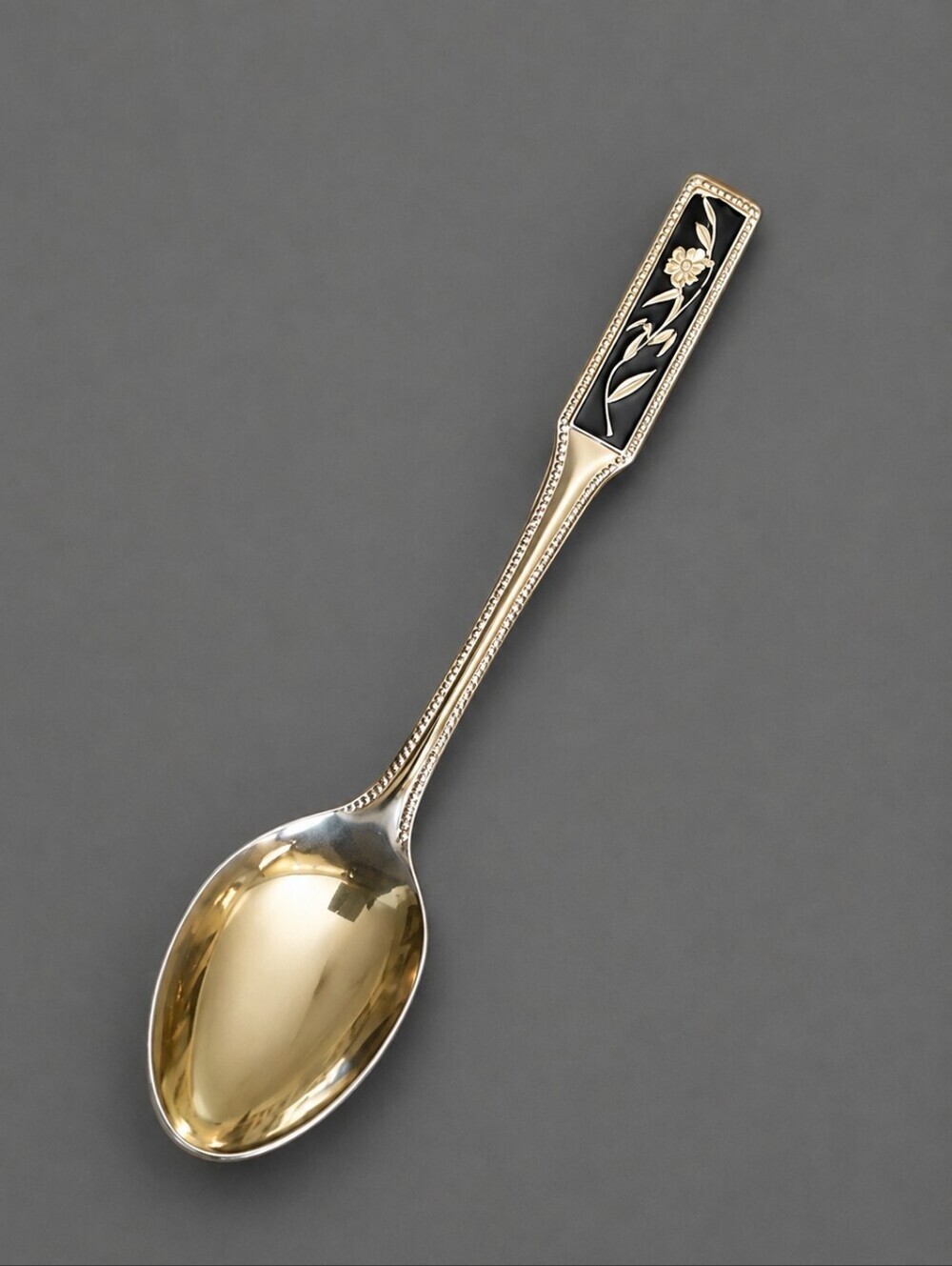 Vintage Floral Guilloce Collector's Spoon